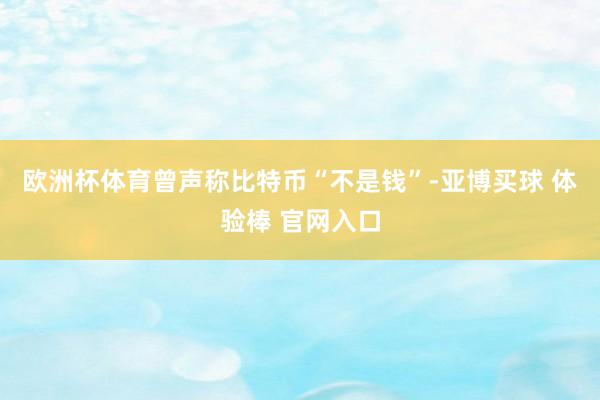 欧洲杯体育曾声称比特币“不是钱”-亚博买球 体验棒 官网入口